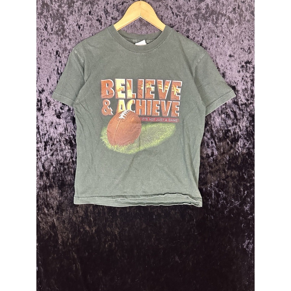 Gildan Believe & Achieve T-Shirt Youth Boys L Green Graphic Short Sleeve